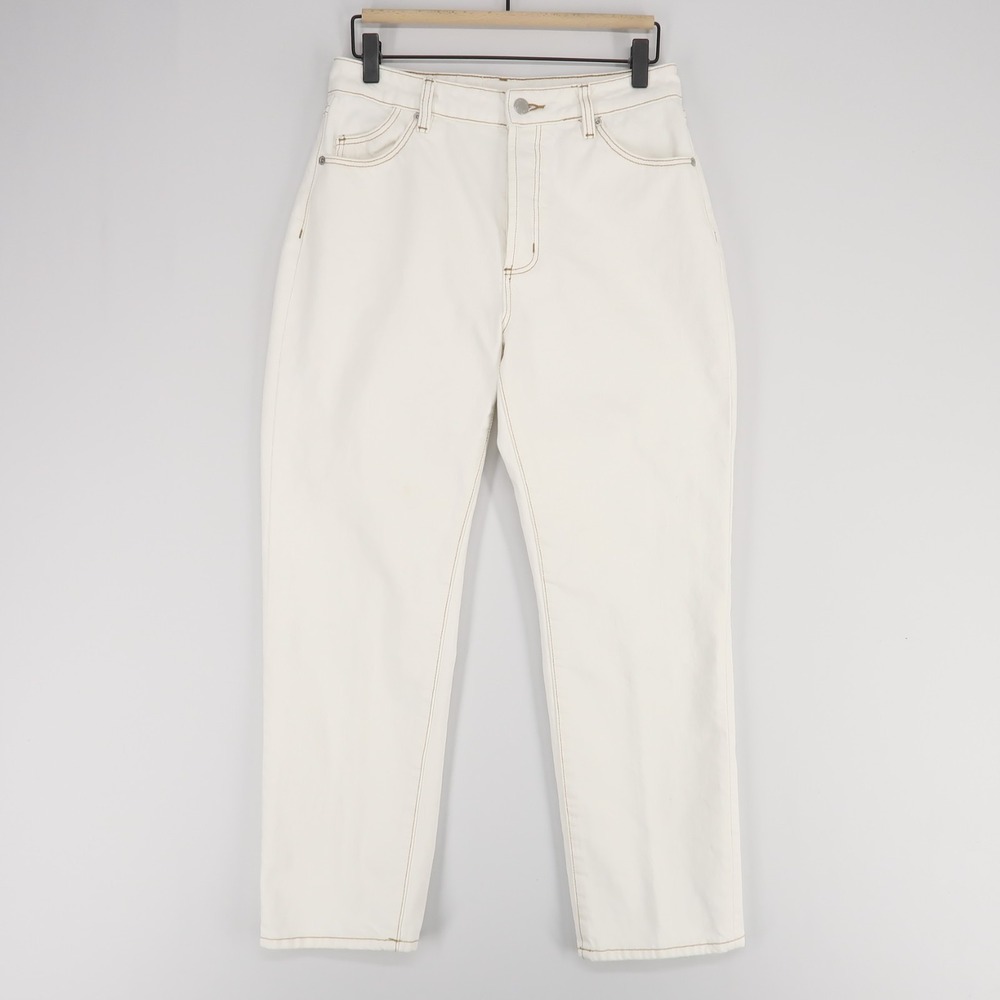 Rollas Classic Straight‎ Jeans Womens 27 White High Rise Regular Fit Button Fly
